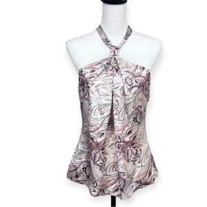 7 For All Mankind Women's Halter Top Shirt 100% Silk Size L NWT